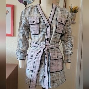 Walter Baker Tracy Plaid Textured Ponte Knit Cardigan